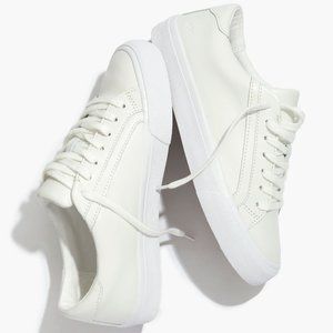 Madewell Sidewalk Low-Top White Leather Sneakers, Size 9.5